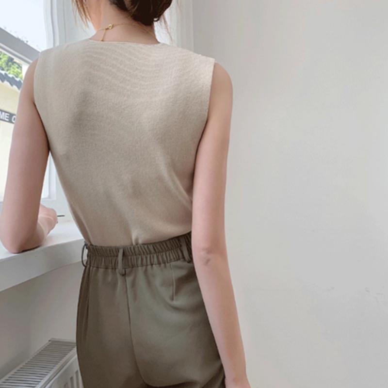 Korean Temperament V-Neck Sleeveless Versatile Slim Knitted Vest For Women