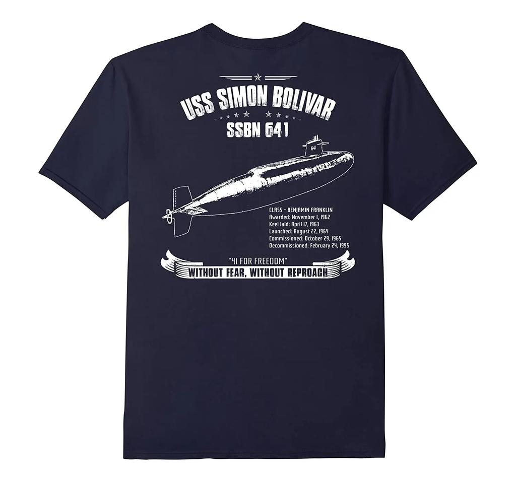 USS Simon Bolivar SSBN641 Nuclear Powered Submarine TShirt 100 Cotton ONeck Short Sleeve Casual Mens Tshirt Streetwear