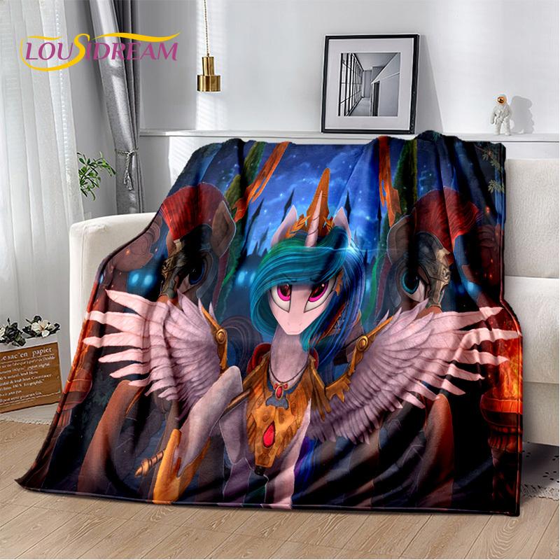 Cute 3D P-Pony Cartoon Unicorn Soft Plush Blanket,Flannel Blanket Throw Blanket for Living Room Bedroom Bed Sofa Picnic Kid Gift