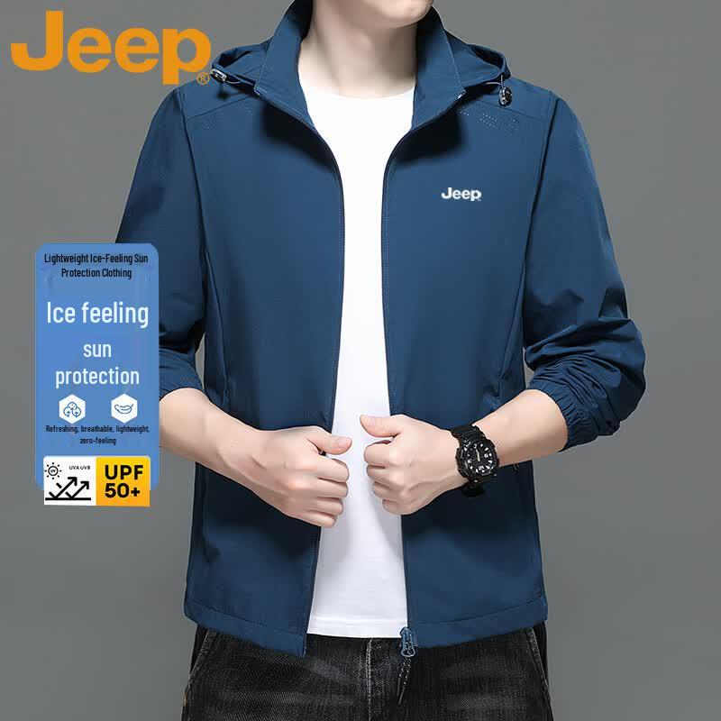 Мужская летняя дышащая куртка JEEP с длинным рукавом и защитой от УФ-излучения 4XL джинсовый синий