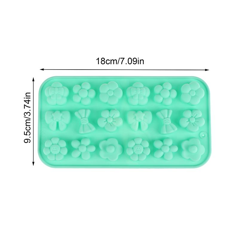 1Pc 18Cavities Flower Bow Tie Silicone Mold Diy Pudding Ice Baking Tools Biscuit Pastry Dessert Fondant Candle Cake Mold
