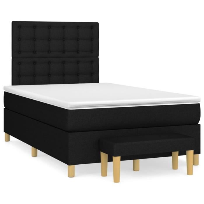 3137463 vidaXL Lit à sommier tapissier avec matelas Noir 120x200 cm Tissu
