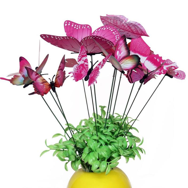 

12шт бабочка металлические колья открытый двор лужайка плантатор садовый декор бабочки розы красного