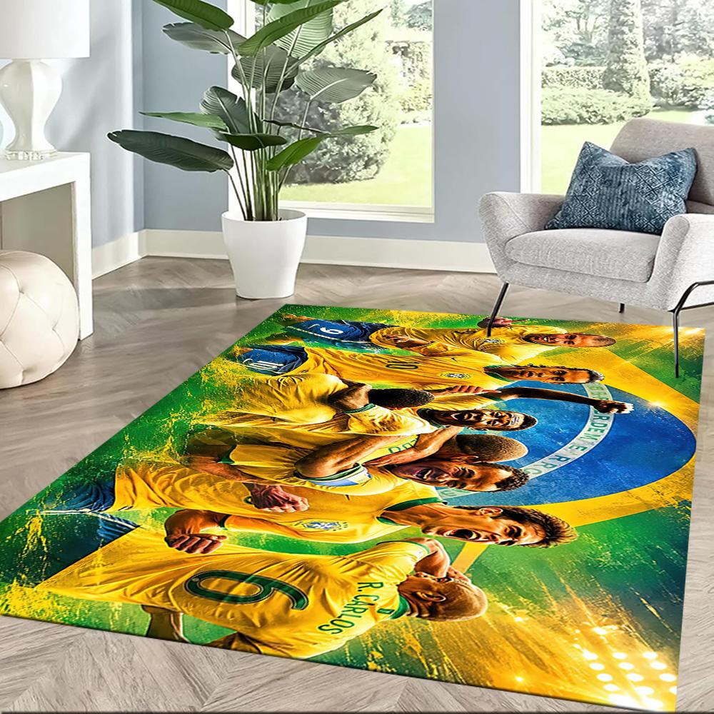 Brazilian Footballer Number Ten Square Rugs Are a Great Choice for Living Rooms, Bedrooms, Home Décor, and As Gifts.