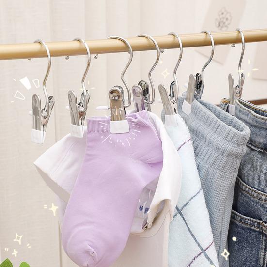 10 Stück Kleiderbügel-Clip, platzsparender Metall-Wäscheklammer-Haken, weiche Gummibeschichtung, langlebiger Clip für Kleidung, Hosen, Hüte