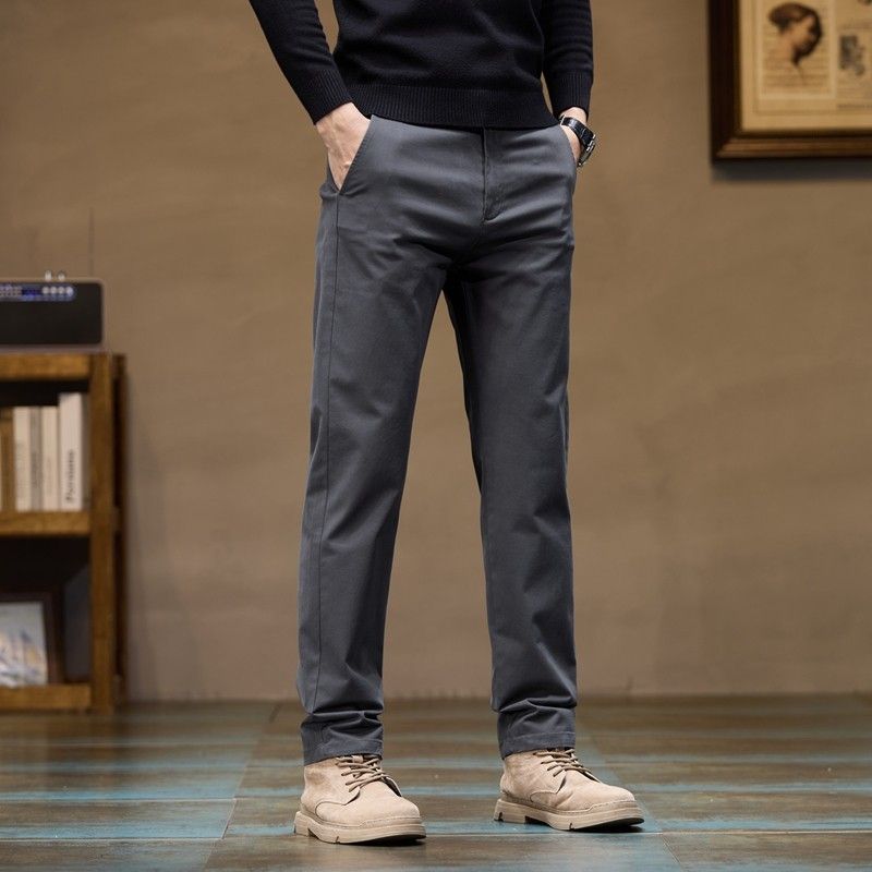 Surplus British Style Business Casual Pants for Men, Spring and Autumn Season, Pure Cotton Straight-Leg Long Pants, Slim Fit, Versatile Cropped Pants