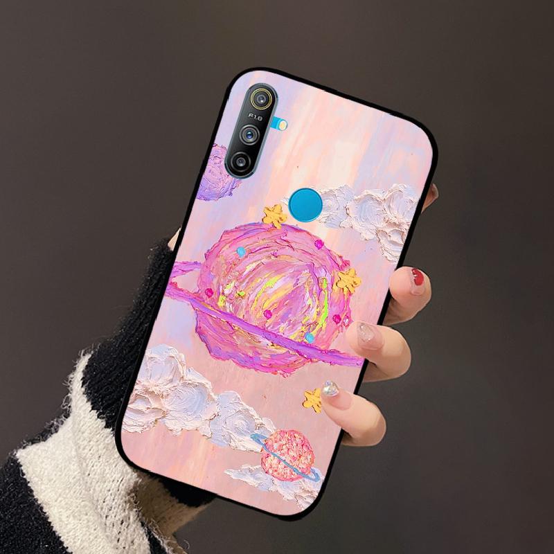 For Realme C3 4G Case Luxury Black Soft Silicone TPU Cover Shockproof Bumper For Oppo Realme C 3 RMX2021 Phone Protective Fundas