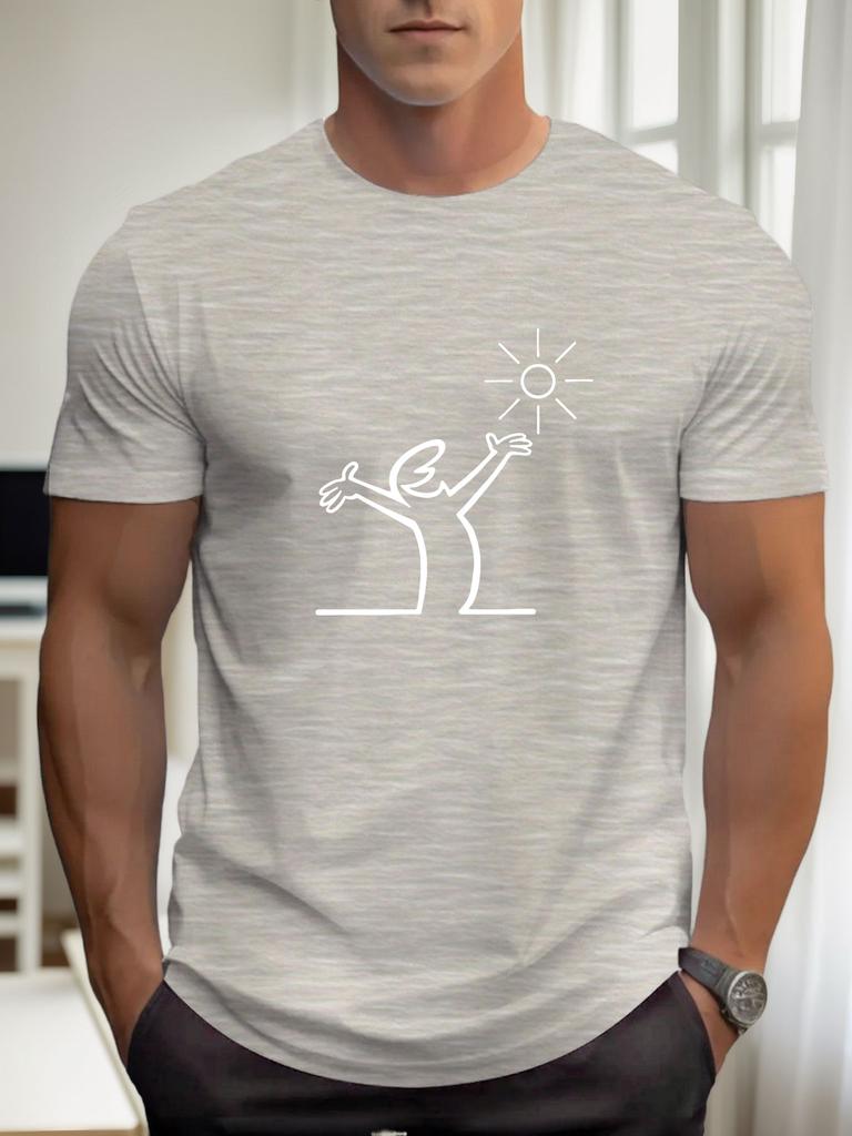 Sun and Hand Print 100 Cotton Cool Men Woment Tshirt Summer Autumn Daily Outdoor Sports Party Casual Loose Street Short Sleeve
