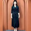 Women's Plus Size Printed Velvet Dress Autumn Loose V-neck A-line Long Casual Dress