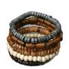 Ensemble de Bracelets Bohèmes Faits à la Main en Coque de Coco et Perles en Bois: Unisexe, Mode Rétro, Collection 5 Pièces