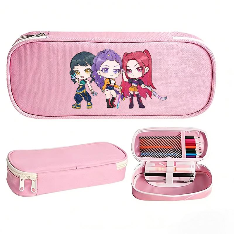 K-pop Demon Hunter Girl Group Pencil Case - Korean Style, Multi-functional Oxford Cloth Stationery Box for Junior & High School Students