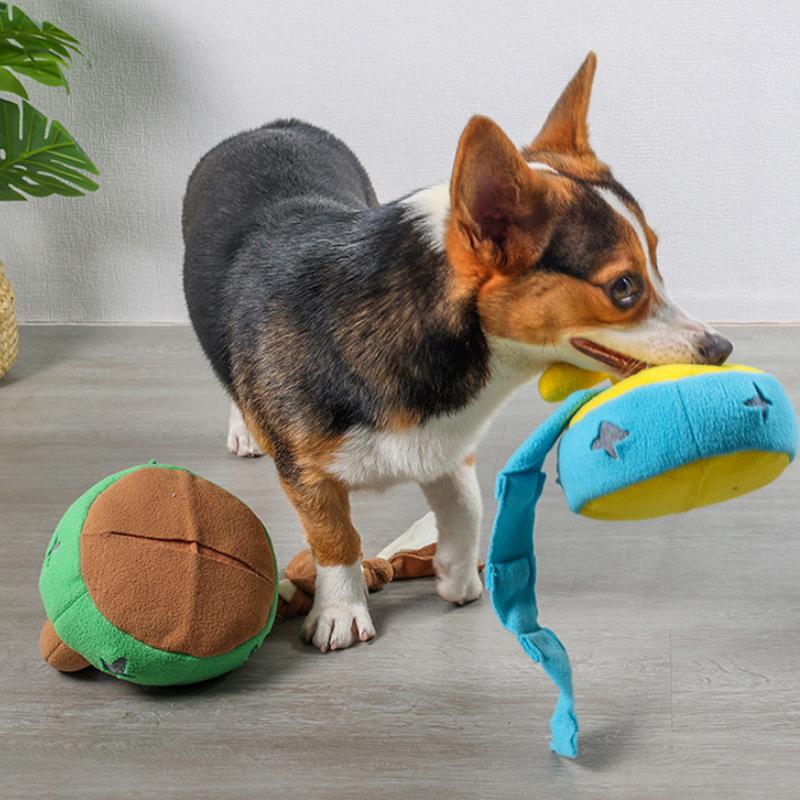 Interactive Dog Toys Funny Dog Sounding Toy Bite-resistant Pet Chew Toy Curling Shape Dog Toy Puppy Hiding Food Training Toys
