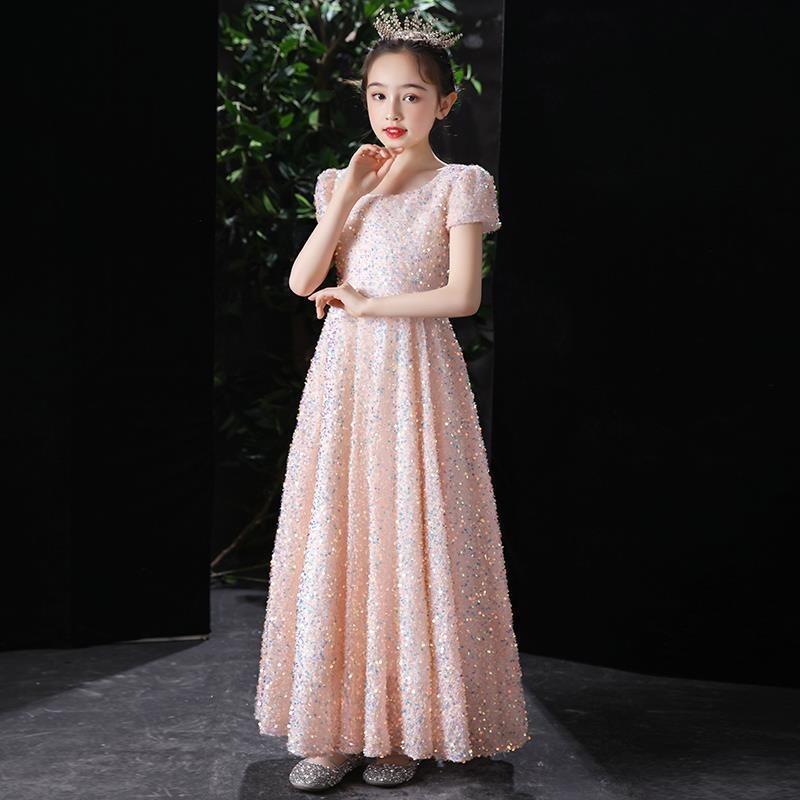 Girls Sequined Princess Formal Dress For Birthday Performance Pageant Flower Girl