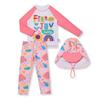 Girls' Long Sleeve Pink Two-Piece Surf Suit with Sun Protection