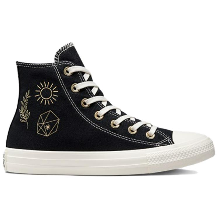 Converse Chuck Taylor All Star High Golden Elements Women Sneakers Black Light-Gold Egret A02209C