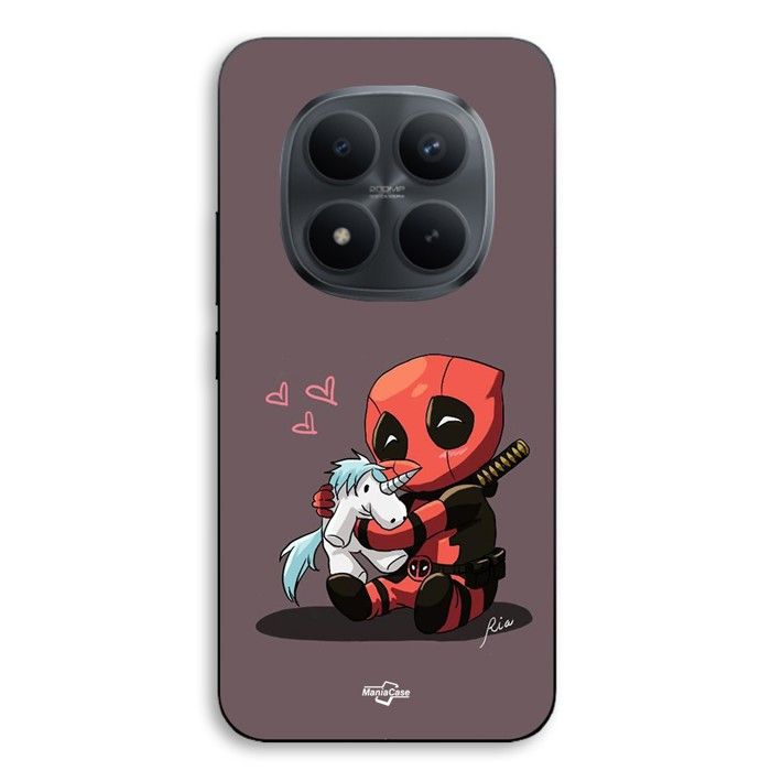 Coque téléphone - MANIACASE - Xiaomi Redmi Note 15 Pro 5G - Silicone TPU - Bébé Deadpool Licorne - Noir