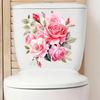 Watercolor Powder Rose Toilet Paper Self-adhesive Removable Bathroom Toilet Cover Decorative Sticker