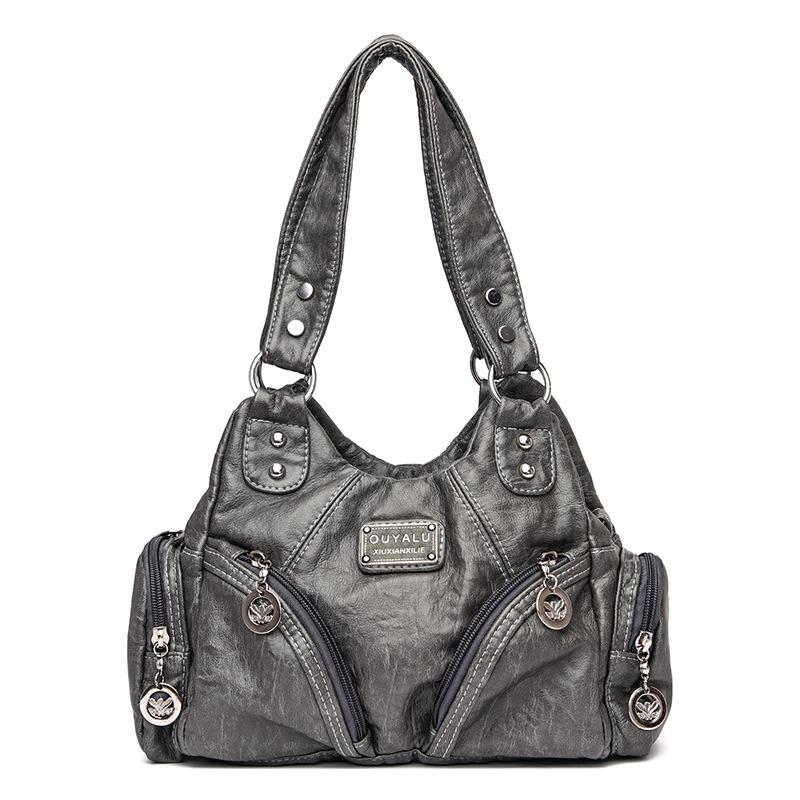 Retro Soft Leather Motorcycle Bag New European and American Trendy Slanted Shoulder Bag