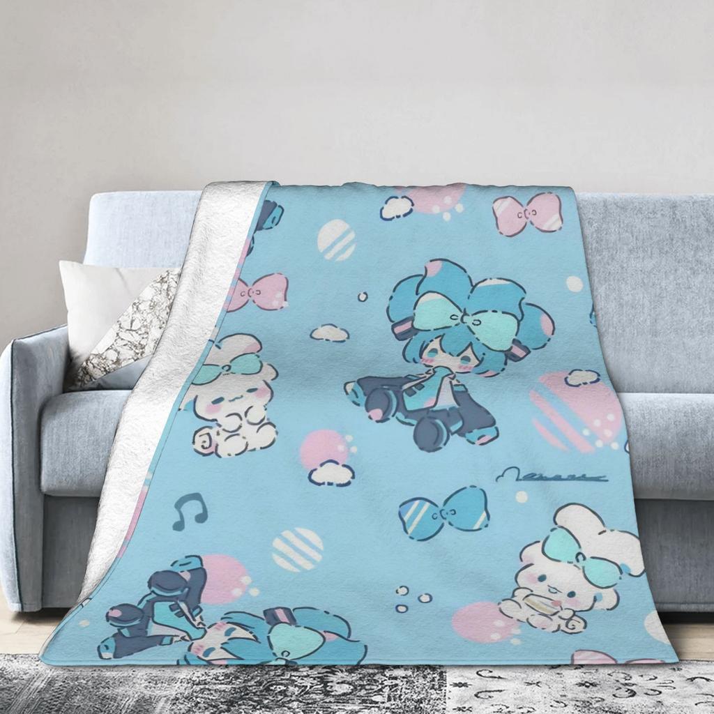 Hatsune Miku Anime Blankets Fleece Spring Autumn Multifunction Lightweight Throw Blanket for Bedding Car Plush Thin Quilt