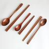 Children's Japanese Wooden Spoon & Chopsticks Set, Portable 3-Piece Cutlery with Box
