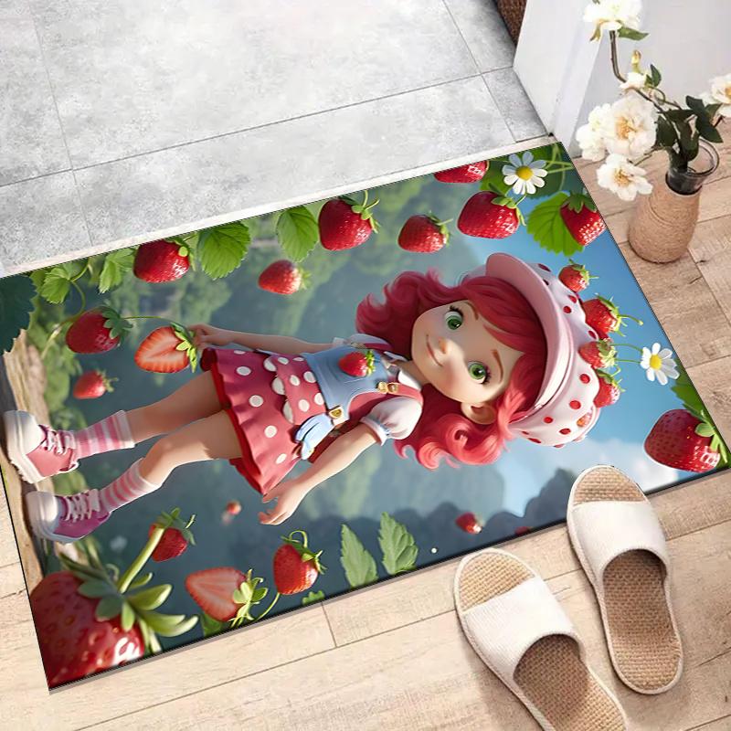 Strawberry Polyester Carpet, Soft Indoor Mat for Office Chair, Living Room, Computer Desk - Decorative Home Office Rug Design