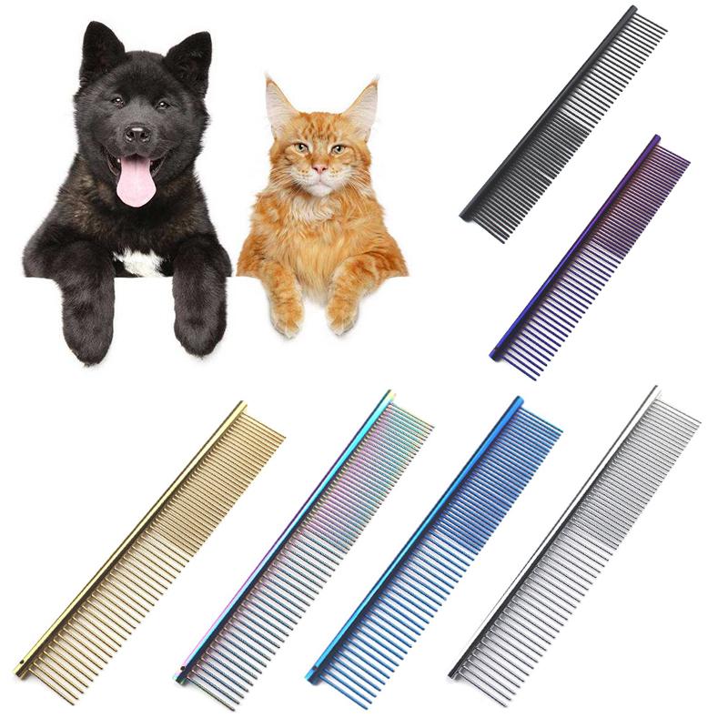 Pet Dematting Comb Stainless Steel Pet Grooming Comb Professional Anti-Corrosion Grooming Comb Pet Grooming Supplies Pro Grooming Tool