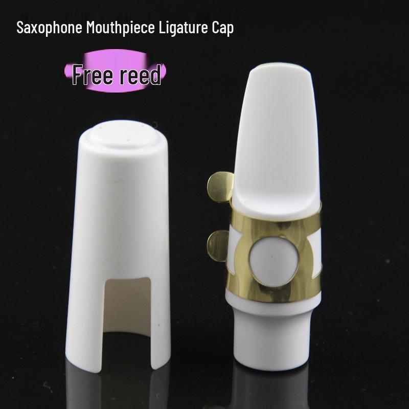 White Alto Saxophone Mouthpiece with Metal Ligature and Cap - Saxophone Accessories 023