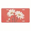 Floral Daisy Novelty License Plate, 6x12 Inch Aluminum Car Tag, Cheerful Flower Design Decorative Front Vanity Plate with 4 Holes