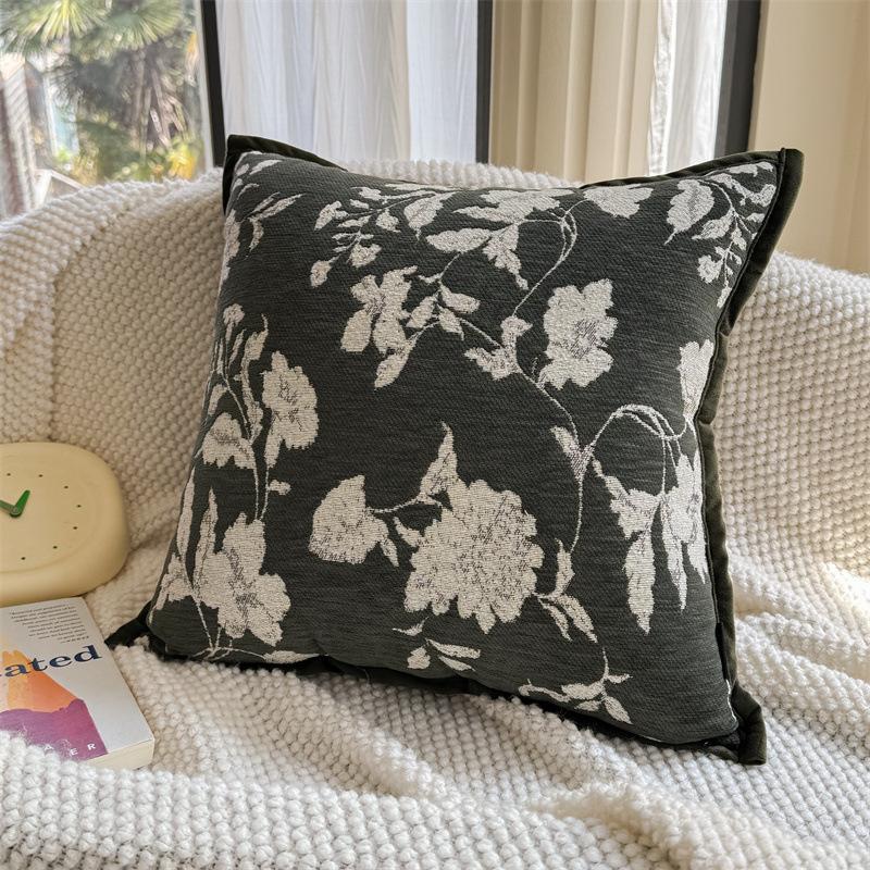 Vintage Bloemige Zachte Chenille Decoratieve Kussensloop 45x45cm Bruin Grijs Groen Kussensloop voor Bank Bed Huis Woonkamer Decoratie 45x45cm
