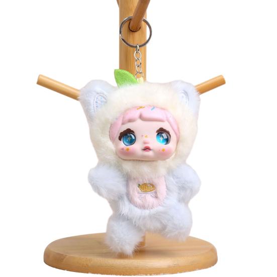 Vinil Bebek Peluş Anahtarlık Meyve Temalı Dolgulu Hayvan Kapüşonlu 14cm Sevimli Sırt Çantası Charmı ve Koleksiyonluk Oyuncak