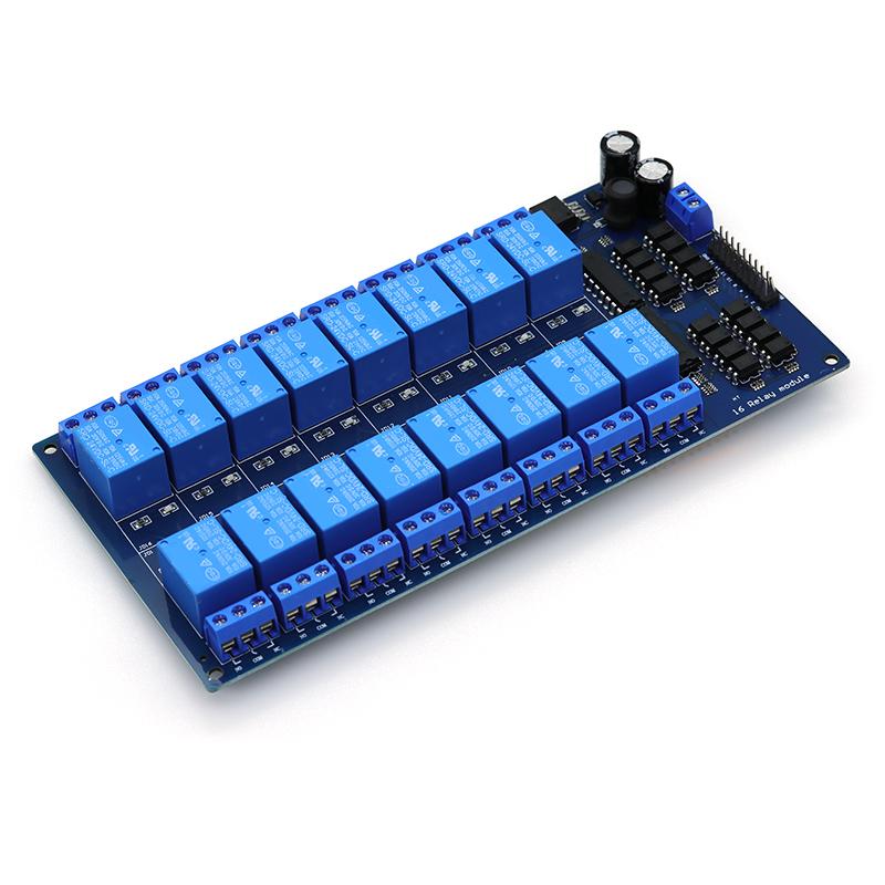 16 Channel Relay Shield Module DC 5V 12V 24V with Optocoupler LM2576 Microcontrollers Interface Power Relay For Arduino DIY Kit