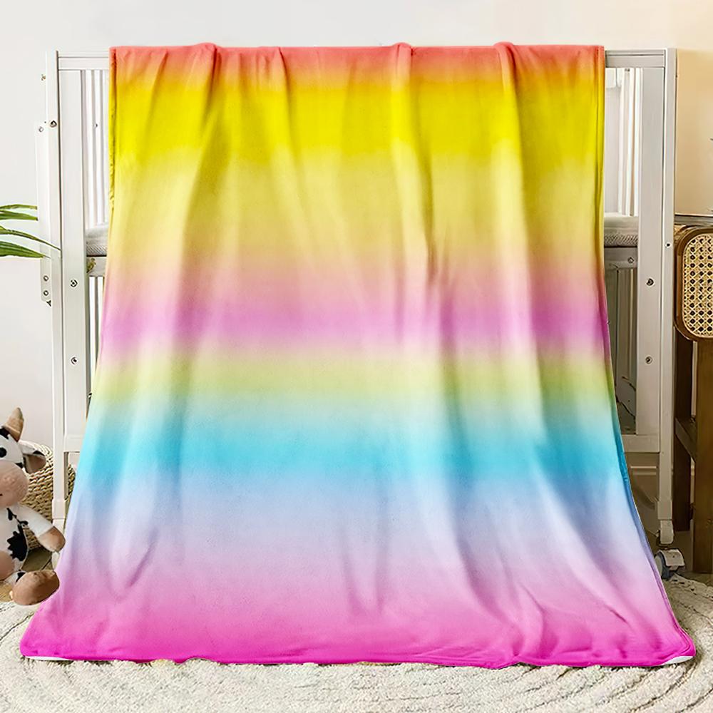 Flannel Blanket Dopamine Gradient Soft Warm Thin Bed Sheet Sofa Cover Artificial Fur Plaid Blanket
