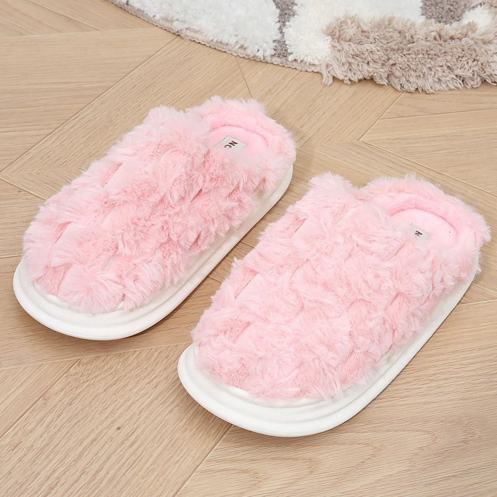 Winter couple fluffy slippers home warm fleece non-slip thick-soled golden turtle fleece indoor cotton slippers