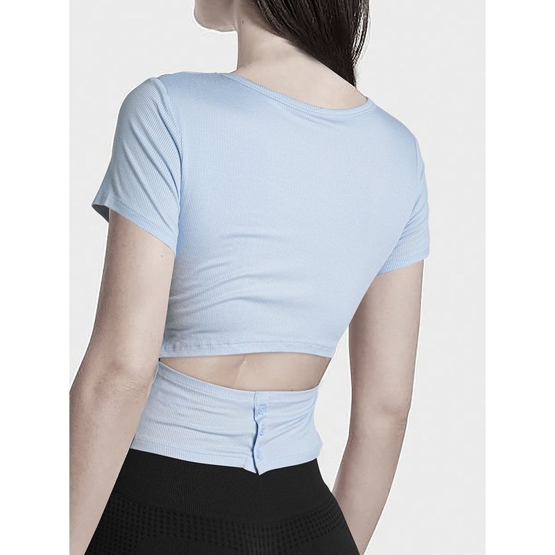 Non-Exchangeable Non-Returnable] Beauty Back Yoga Clothes Short Sleeve Tops Slim-Fit with Brassiere Pad Sports T-Shirt Pilates Workout Clothes