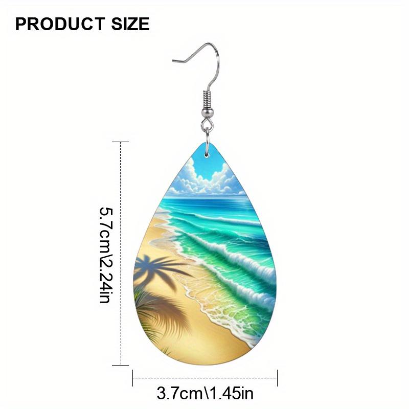 2 Pairs Ocean Style Seaside Beach Sunshine Teardrop Leather Earrings Holiday Gifts for Friends Fashion Accessories Elegant Earrings
