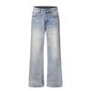 Mens Vintage Washed Distressed Denim Straight Leg Jeans Loose Fit Casual Punk Style