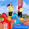 Inflatable Wind-Driven Activity Frame: Horse and Chicken Balloon Game for Team Building and Stable Fun.