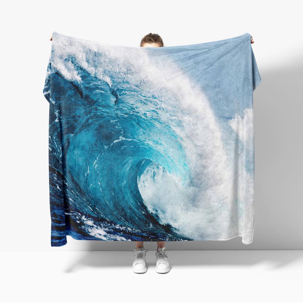

The Great Wave off Kanagawa Flannel Blanket for Sofa Decoration Art Out Door Decoration Sea Surf Blanket Throw Blankets For Bed 75x90cm