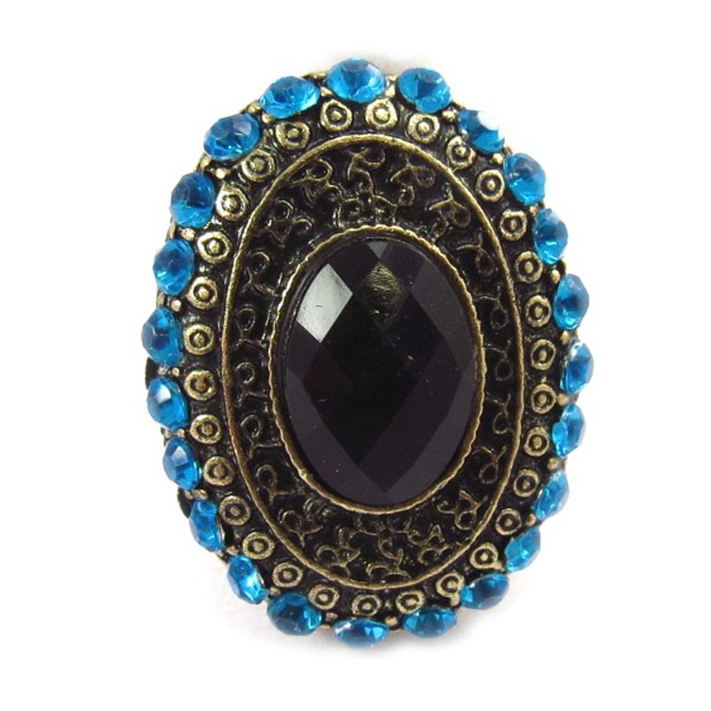 Les Trésors De Lily [K1913] - Bague Créateur 'Sissi' noir bleu