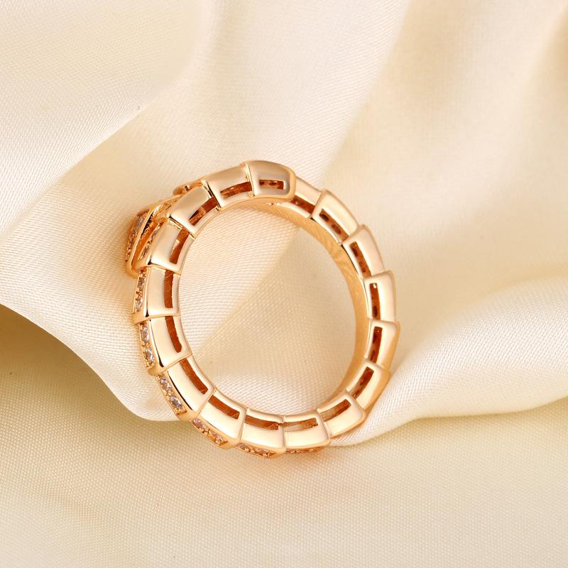 2025 Popular Micro-inlaid Zircon Full Diamond Snake Bone Ring Versatile Non-fading Index Finger Ring