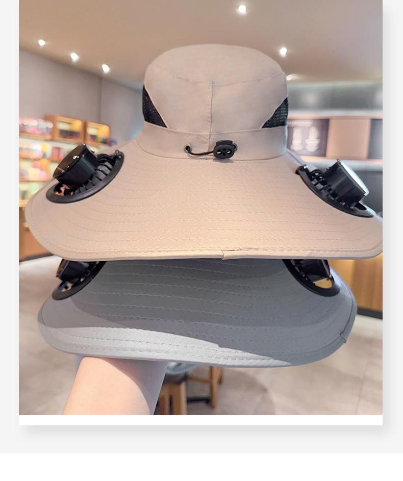 Men's Solar USB Fan Hat with UV Protection - Extra Large Brim for Summer Fishing Sunshade.