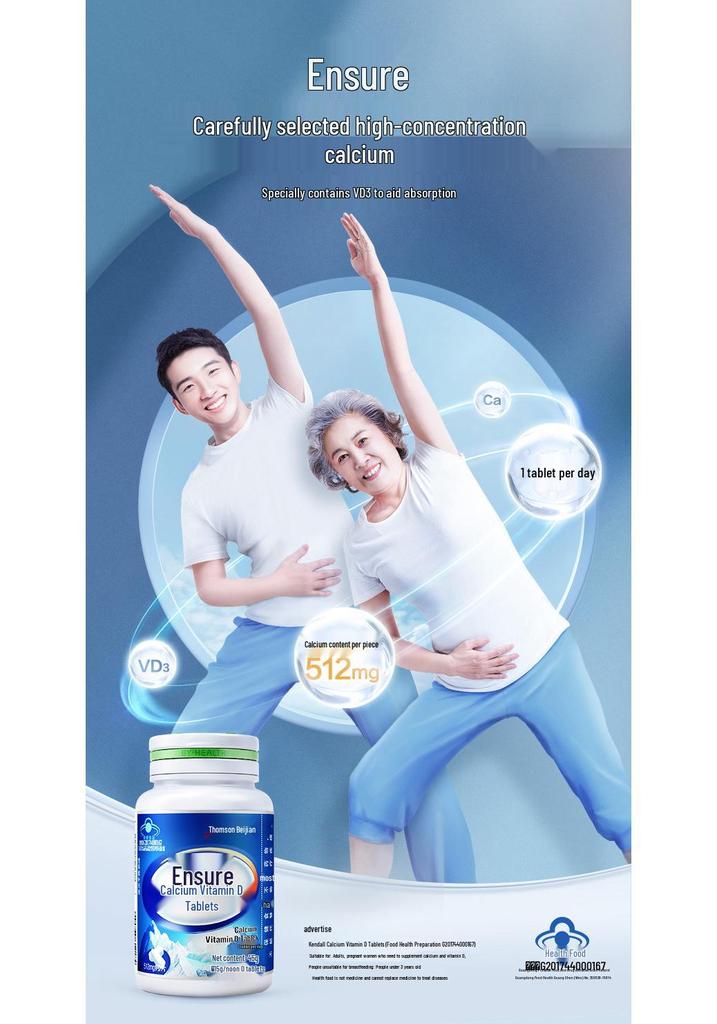 Calcium Tablets with Vitamin D3 for Adults and Seniors - 30 Tablets