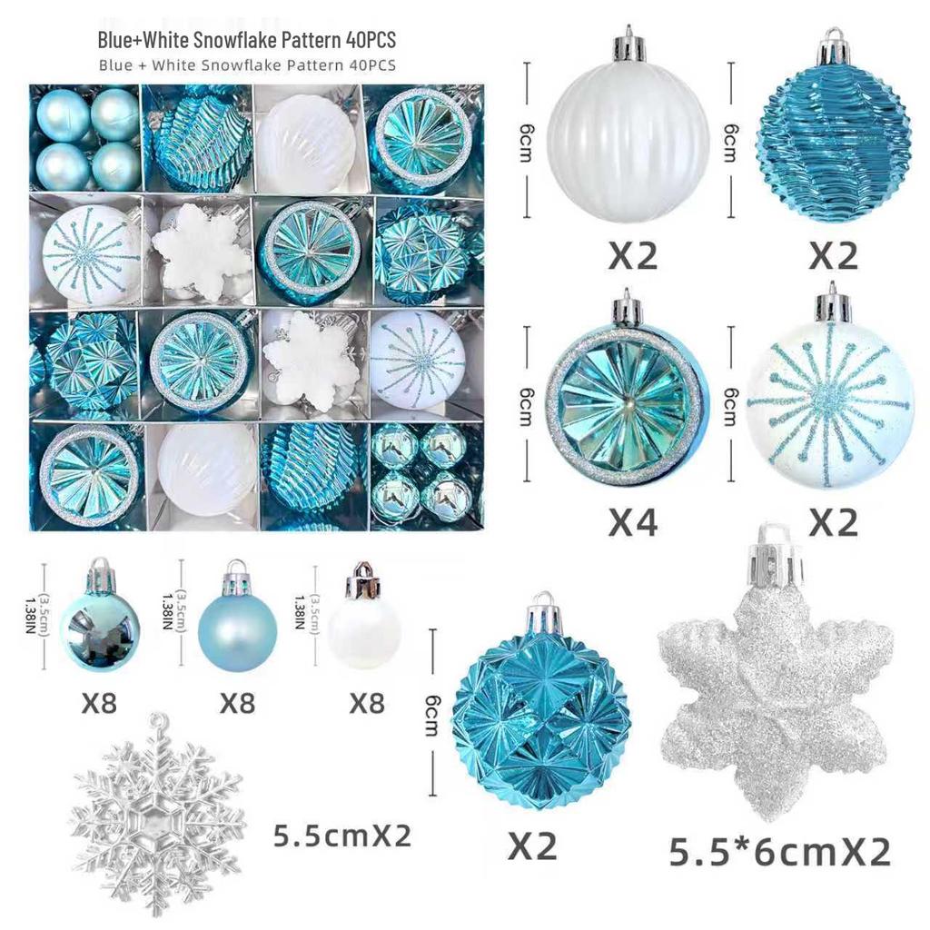 6cm Electroplated Shiny Irregular Christmas Tree Ball Set