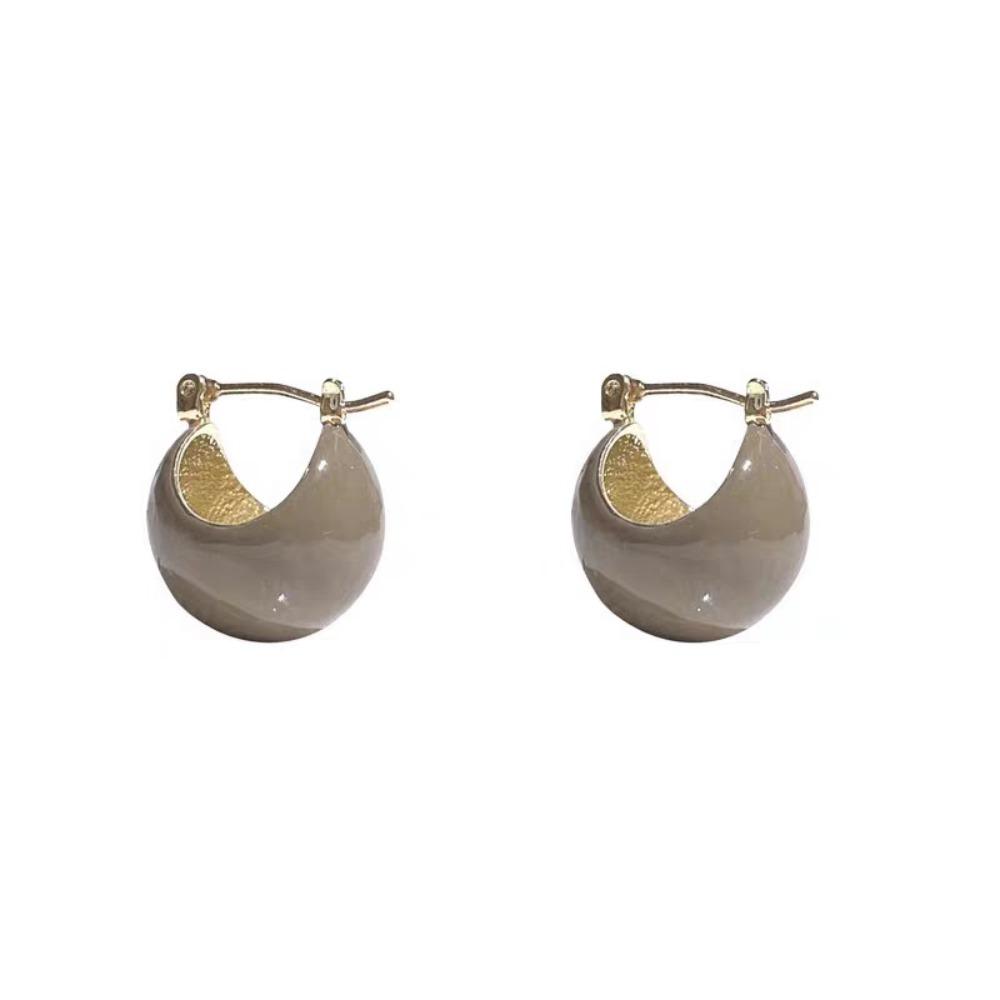 Niche Temperament Light Luxury High Sense Drop Glaze Ear Buckle Round Doudou Port Style Earrings