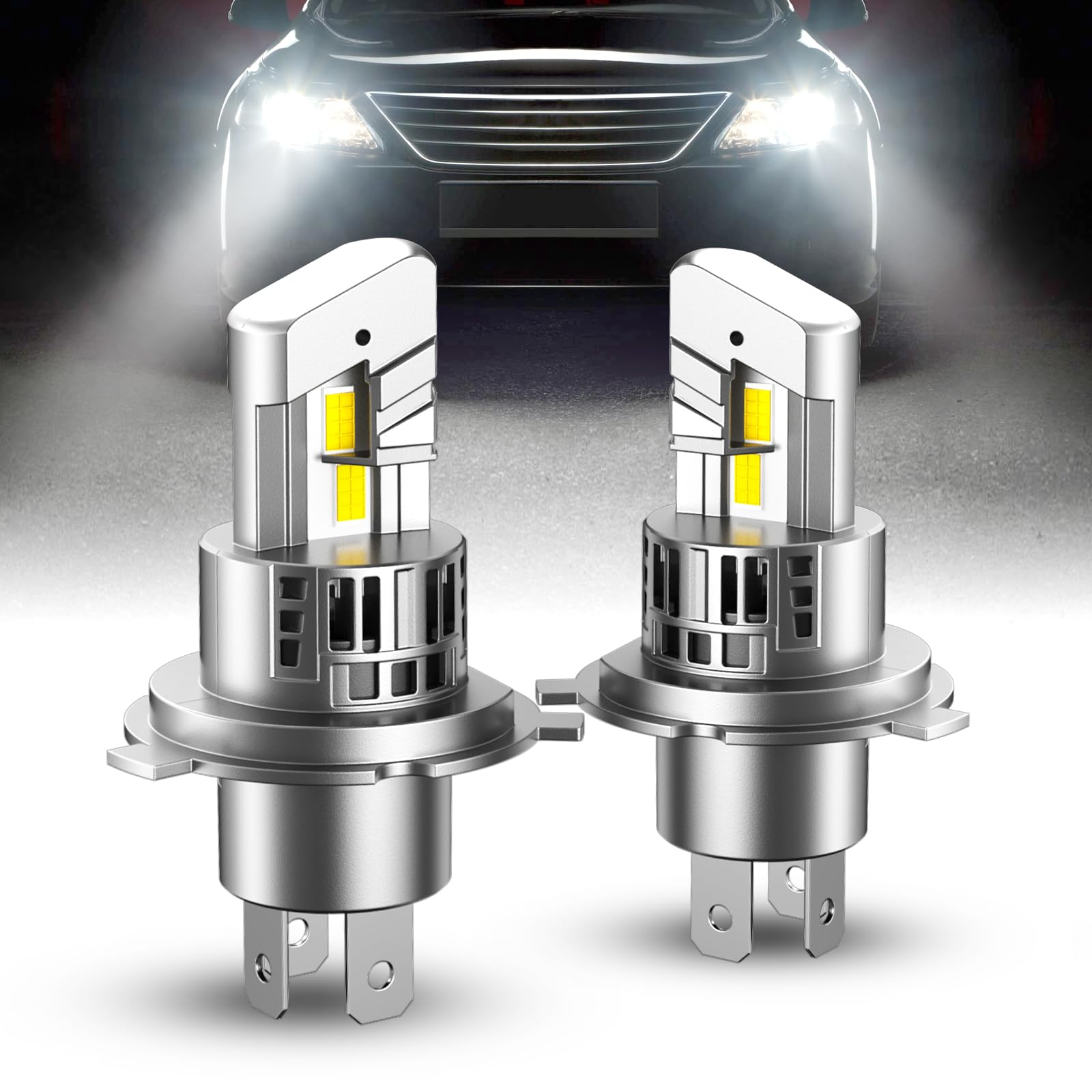 

SEALIGHT HB2 H4 LED Super Miniature Brightness 7535CSP Vehicle Inspection 6500K Headlights, 20,000LM, Bright, 11 Size, 600% Boost, Chips, Fan,