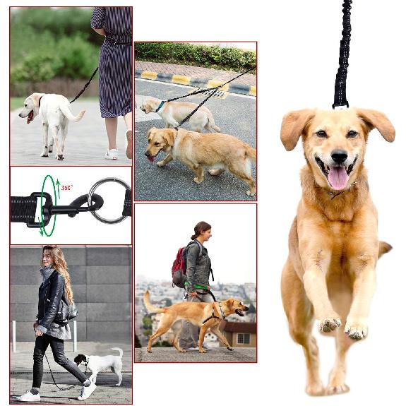 Double Dog Leash, 360° Swivel No Tangle Dog Walking Leash for 2 Dogs up to 200lbs, Comfortable Adjustable Dual Padded Handles