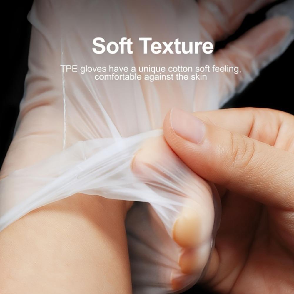 100-Piece Premium Tpe Disposable Gloves - Clear, Food Grade, Thickened for Durability, Anti-Static - Perfect for Kitchen