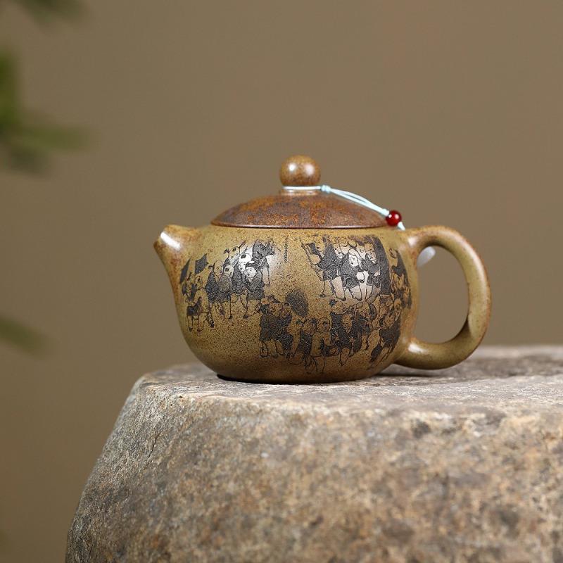 550ml Traditional Yixing Purple Clay Teapot Handmade Xishi Pot Raw Ore Temperature Firewood Mud Kettle With Infuser Zisha Teaset