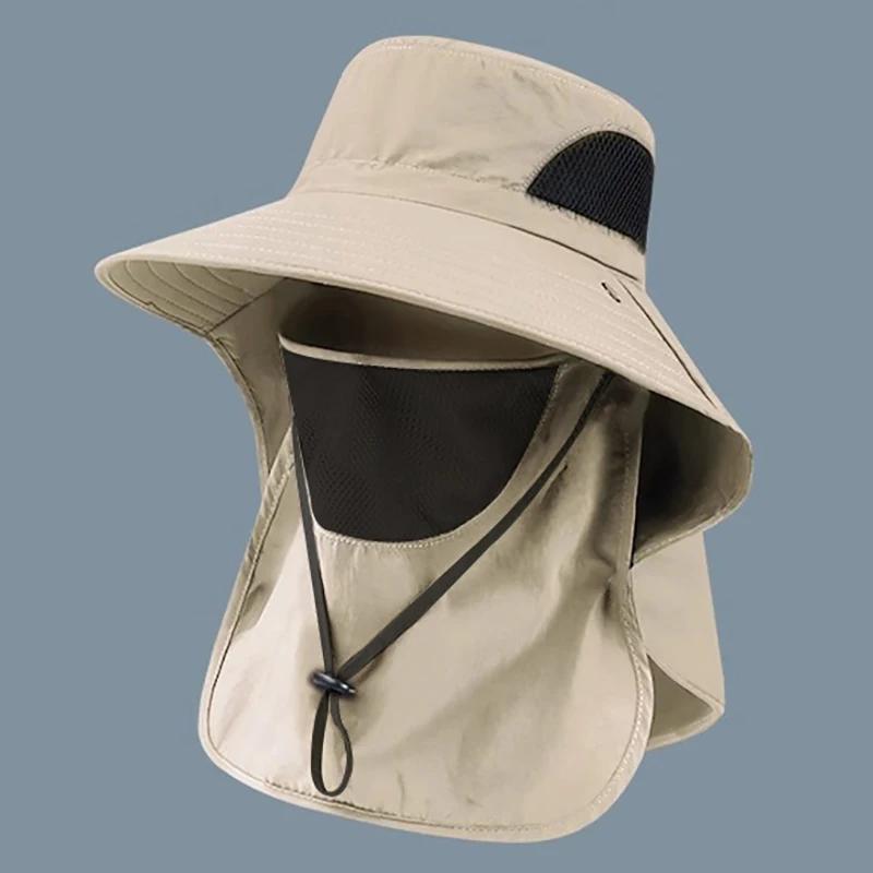 Summer Outdoor Sun Hats UV Protection Hunting Fishing Cap For Men Women Hiking Camping Visor Bucket Hat Neck Flap Fisherman Hat