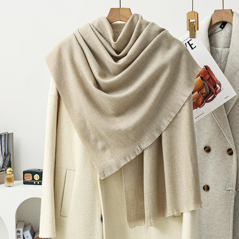 Short Beard Scarf Light Luxury High-end Cashmere Scarf Women's Winter New Korean Men's Shawl Solid Color
